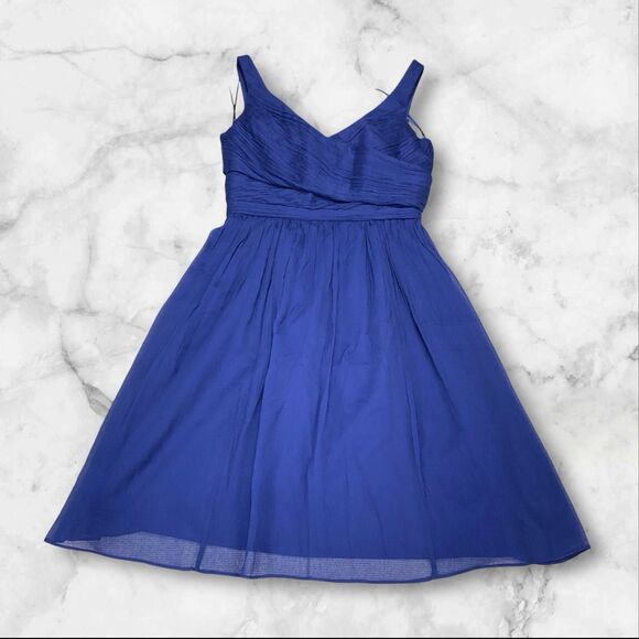 J Crew Heidi Dress Size 4 100% Silk Chiffon A-line V Neck Style 93100 - Picture 2 of 16